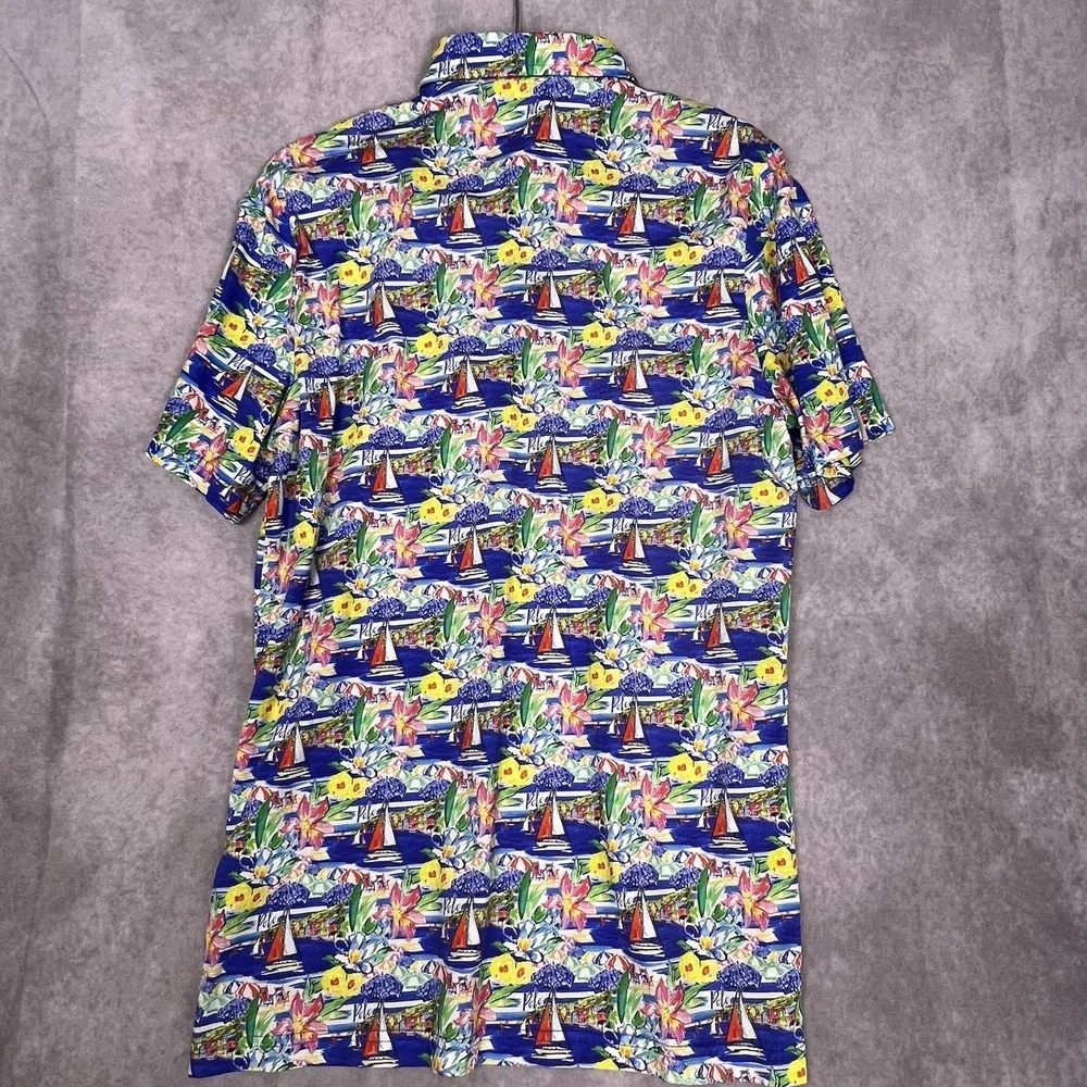 Polo Golf Ralph Lauren Hawaiian Shirt  Sz Medium All Over‎ Sailboat Amalfi Coast